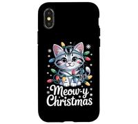 Meow Y Christmas Cute Kitten With Holiday Lights Case for iPhone X/XS