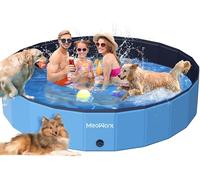 Meowant Foldable Dog Pool Dog Paddling Pool, Upgrade Thickened PP Material Swimming Pools for Large Dogs, Indoor Outdoor Portable Dog Pool, Large Kids Bath Pool with 4pcs Repair Patch (4XL-87 x 16)