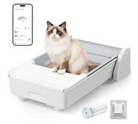 Meowant Self Cleaning Cat Litter Tray with App Control, Open Top Automatic Litter Box for Multi Cats, Dual Rake, Works with Clumping Litter, Anti Pinch Safety Feature, Odor Control