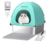 MeoWant Stainless Steel Cat Litter Box Enclosed XXL, Odour Resistant Non-Stick Tray for Large Cats, Extra Big Square Litter Pan with Removable Washable Canopy Cover, Easy Clean Green Pet Toilet