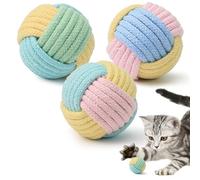 MeowAroma Cat Toy Balls with Jingle Bells Indoor, 2 Inch Soft Interactive Chew Toys for Indoor Cats and Kittens, Colored Rope Balls with Crunchy Sound
