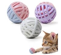 MeowAroma Rubber Cat Toy Balls with Inside Bell, Soft TPR Interactive Cat Ball Toys for Puppy Dogs and Kittens, Colorful Hollow Teeth Grinding Ball Interactive Sound Toy for Indoor Cats, 3 Pcs