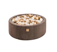 MeowBaby® Aesthetic Baby Foam Round Brown Ball Pit 90x30cm with 200 Brown/Gold/Platinum Balls