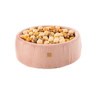 MeowBaby® Aesthetic Baby Foam Round Pink Ball Pit 90x30cm with 200 Beige/Gold/Platinum Gold Balls