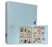 MEOWCAFE K-KEEP A4 Plus Binder, 1.5 inch, Compact Kpop Photocard Binder with 30 Double Sided A4 Slim 9 Pocket Pages and 2 Backboards, Icy Blue