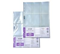 Meowcafe K-KEEP A4 Slim 9 Pocket Premium Single Sided Kpop Photocard Binder Pages, 63x93mm Pocket Size, 11 Holes, 100 Micron, Generic Fit 3 Ring Office Binder and 4 Ring Binder, 50 Pages Set