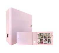 MEOWCAFE K-Keep A5 Extra Wide 2 INCH Binder, Large Capacity Kpop Photocard Binder with 2 Backboards and 25 Single Sided A5 Extra Wide 6 Pocket Pages (ICY Pink)