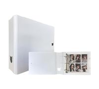 MEOWCAFE K-Keep A5 Extra Wide 2 INCH Binder, Large Capacity Kpop Photocard Binder with 2 Backboards and 25 Single Sided A5 Extra Wide 6 Pocket Pages (Minimal White)