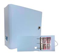 MEOWCAFE K-Keep A5 Wide 2 INCH Binder, Large Capacity Kpop Photocard Binder with 2 Backboards and 25 Single Sided A5 Slim Pages (ICY Blue)