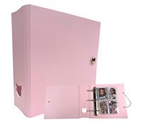 MEOWCAFE K-Keep A5 Wide 2 INCH Binder, Large Capacity Kpop Photocard Binder with 2 Backboards and 25 Single Sided A5 Slim Pages (ICY Pink)
