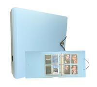 MEOWCAFE K-Keep A5 Wide Binder, 1.5 Inch, Compact Kpop Photocard With 25 A5 Slim 4 Pocket Page and 2 Backboards, Comprehensive Beginner (ICY Blue)