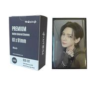 MEOWCAFE Premium 61x91mm Colored Sleeves for Double Sleeving Kpop Photocard, Strong, Thick, High Clarity Kpop Photocard Sleeve, 100 Sleeves (Black)