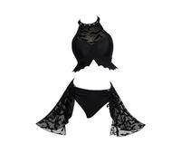 MEOWCOS Goth Bikini Swimsuit Bat - Pattern Printed Bathing Suit Dark Style Gothic Swimsuit, Black, XL