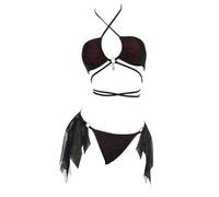 MEOWCOS Goth Bikini Swimsuit Spider Web Design Bathing Suit Dark Style Pretty Crawler Gothic Swimsuit