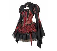 MEOWCOS Women's Halloween Queen Costume Set Elegant Patchwork Top with Flared Sleeve Coat