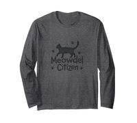 Meowdel Citizen Cat Lover Paw Long Sleeve T-Shirt, Adult Unisex, Dark Heather Grey, XXL