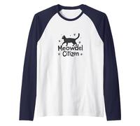 Meowdel Citizen Cat Lover Paw Raglan Baseball Tee, Men, Navy/White, XXL