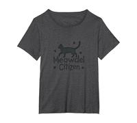 Meowdel Citizen Cat Lover Paw T-Shirt, Women's Plus, Dark Heather Grey, 2X