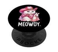 Meowdy Cat Bachelorette Cowboy Cute Pink Cowgirl Funny Cat PopSockets Adhesive PopGrip