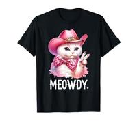 Meowdy Cat Bachelorette Cowboy Cute Pink Cowgirl Funny Cat T-Shirt