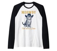 Meowdy Cat Detective Western Feline Noir Criminal Hunter Raglan Baseball Tee