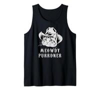 Meowdy Cowboy Cat Meowdy Purrdner Cat Pun Funny Feline Humor Tank Top