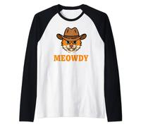 Meowdy funny Cat Texas cowboy or cowgirl meme ginger moggy Raglan Baseball Tee