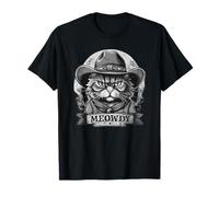 Meowdy Funny Cats Country Music Cat Vintage Cowboy Hat Cat T-Shirt