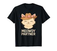 Meowdy Partner Cowgirl Cat Cute Western Bow Hat Design T-Shirt