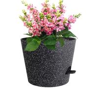 Meowell 12 inch Large Self Watering Pots, Plant Pots with Mesh Drainage Holes for Indoor Outdoor Plants, Plastic Planters with Deep Reservoir for Garden House Flower Plants, Speckled Black