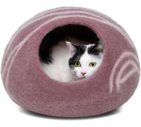 MEOWFIA Cat Cave - Premium Felt Cat Bed for Indoor Cats, Handmade 100% Merino Wool (Gold Rose, Large)