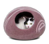 MEOWFIA Cat Cave - Premium Felt Cat Bed for Indoor Cats, Handmade 100% Merino Wool (Gold Rose, Medium)