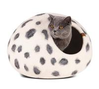 MEOWFIA Cat Cave - Premium Felt Cat Bed for Indoor Cats, Handmade 100% Merino Wool (Snow Leopard, Large)
