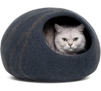 MEOWFIA Cat Cave - Premium Felt Cat Bed for Indoor Cats, Handmade Merino Wool (Slate Grey, Medium)