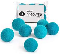 MEOWFIA Wool Ball Toys - 6-Pack of Safe for Cats and Small Dogs Balls - 1,5 in and 2 in Felted Wool Cat Toy and Dog Toy (2in)