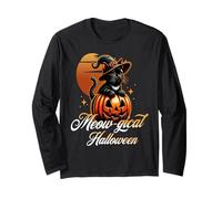 Meowgical Halloween Cute Cat Pumpkin Night Scene Long Sleeve T-Shirt