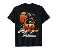 Meowgical Halloween Cute Cat Pumpkin Night Scene T-Shirt