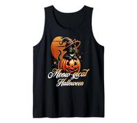 Meowgical Halloween Cute Cat Pumpkin Night Scene Tank Top