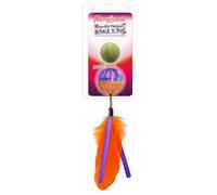 Meowijuana Whack 'n' Roll Cat Toy | Feather Toy & Compressed Catnip | Refillable catnip & silvervine ball cage cat toy; batting, chasing & chewing; organic, North American-grown, no additives