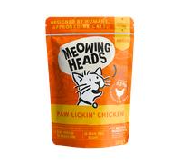 Meowing Heads Wet Cat Food - Paw Lickin' Chicken - 93% Natural Chicken Pouches with No Artificial Flavours, Grain-Free Recipe (10 x 100 g)