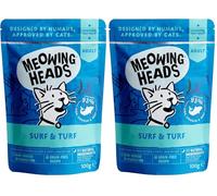 Meowing Heads Wet Cat Food - Surf & Turf - 93% Natural Fish, Chicken & Beef Pouches with No Artificial Flavours, Grain-Free Recipe (10 x 100 g) (Pack of 2)
