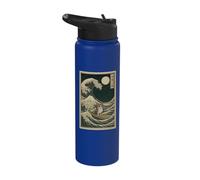 Meowl Great Wave Off Kanagawa - Cat Owl Brainrot Slang Meme Stainless Steel Insulated Water Bottle