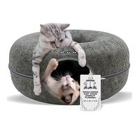 MeowMansion - Cat Tunnel Bed for Indoor Cats - Scratch Resistant Peekaboo Cat Cave Donut Shape Tunnel for Cats - Multifunctional Tunnel Bed for Cats - Cats Playground, Cat Caves, Cat Toys (Grey)