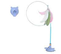 Meowmastery Toy,Meow Mastery Teaser Wand,New Feather Long Pole and Steel Wire Cat Toy with Suction Cup, Designed to Boredom and Enhance the Comfort of Cats (Blue)