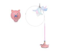 Meowmastery Toy,Meow Mastery Teaser Wand,New Feather Long Pole and Steel Wire Cat Toy with Suction Cup, Designed to Boredom and Enhance the Comfort of Cats (Pink)