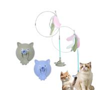 Meowmastery Toy, Puffpetshop - Meowmastery Toy - with 3 Types of Replacement Feathers,2025 Precision Hand-Sewn Simulated Feathers, Exercise and Entertainment for Active Felines (Blue+Green)