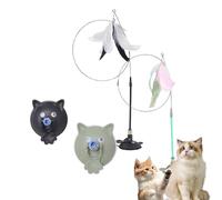 Meowmastery Toy, Puffpetshop - Meowmastery Toy - with 3 Types of Replacement Feathers,2025 Precision Hand-Sewn Simulated Feathers, Exercise and Entertainment for Active Felines (Black+Green)
