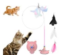 Meowmastery Toy - with 3 types of replacement feathers,Suction cup cat toy,Suction cup cat toys for indoor cats, Exercise and Entertainment for Active Felines (Pink)