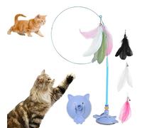 Meowmastery Toy - with 3 types of replacement feathers,Suction cup cat toy,Suction cup cat toys for indoor cats, Exercise and Entertainment for Active Felines (Blue)