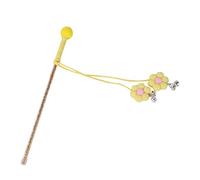MeowMix Cat Teaser Wand - Interactive Cat Toy Wand with Feather Refills, Bell, Yellow One Size